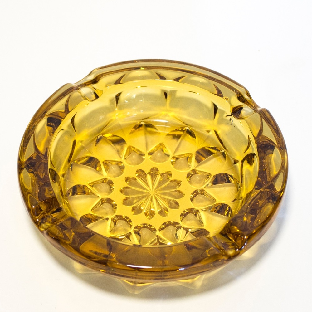 Amber Ashtray Tiara Whitehall Vintage Glass